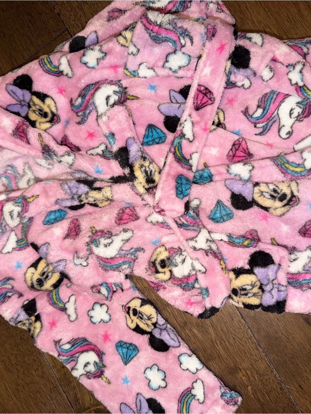 Toddler girl Pink Unicorn Plush Robe with Rainbow Accents